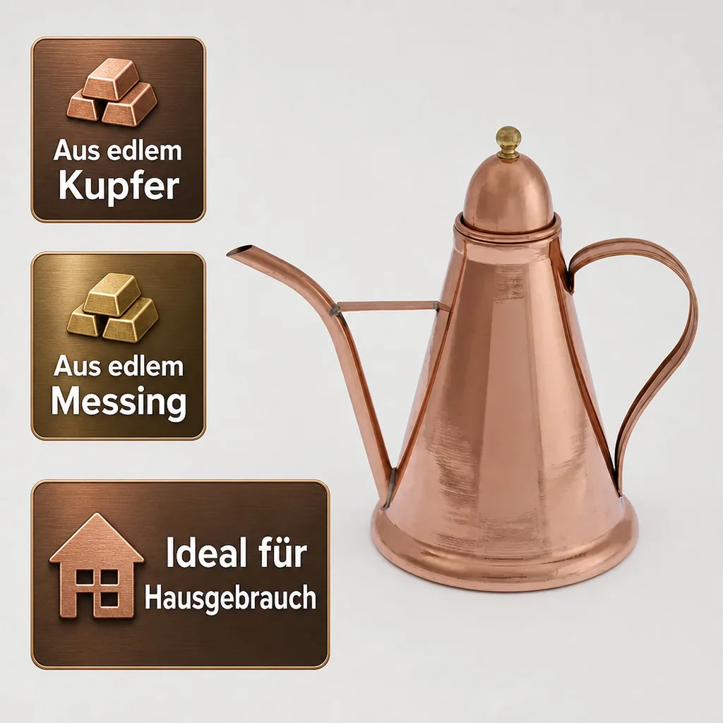 Konischer Oil Dispenser, Ölflasche aus Kupfer und Messing, 1L