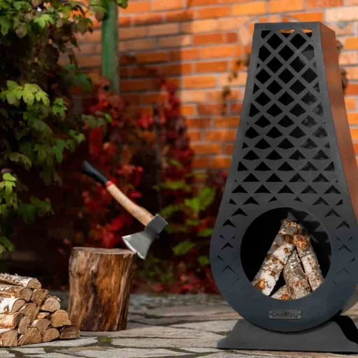Gartenkamin, Terrassenofen, Feuerstelle Garten, Naturstahl, 20kg