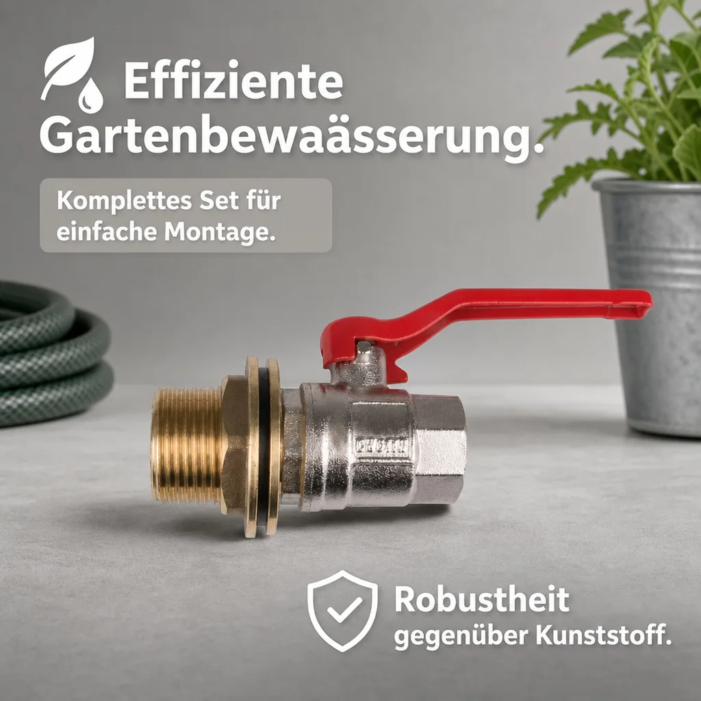 Regentonnendurchführung Set, Tankdurchführung, Kugelhahn 3/4 Zoll