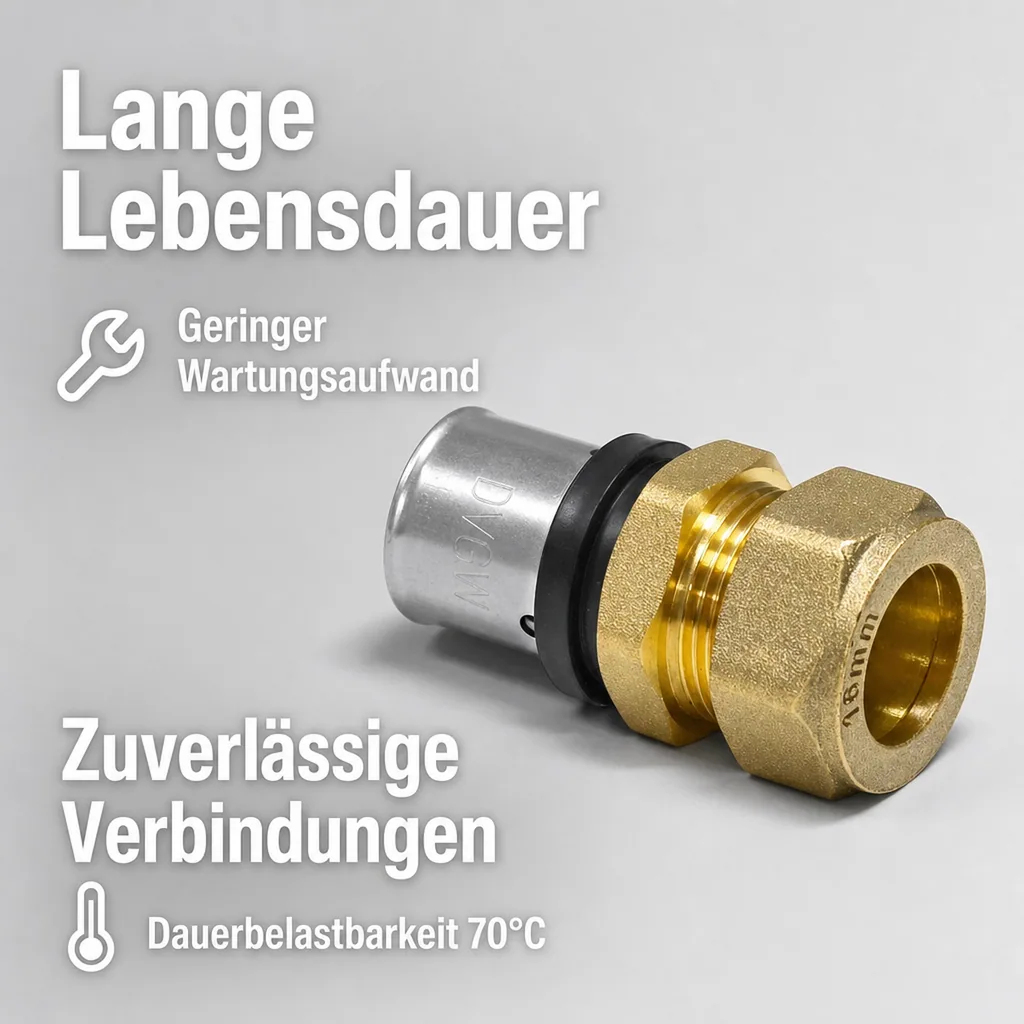 Pressfitting, Kupferrohr Verbinder 16 x 2 - 15 mm, Übergang, DVGW
