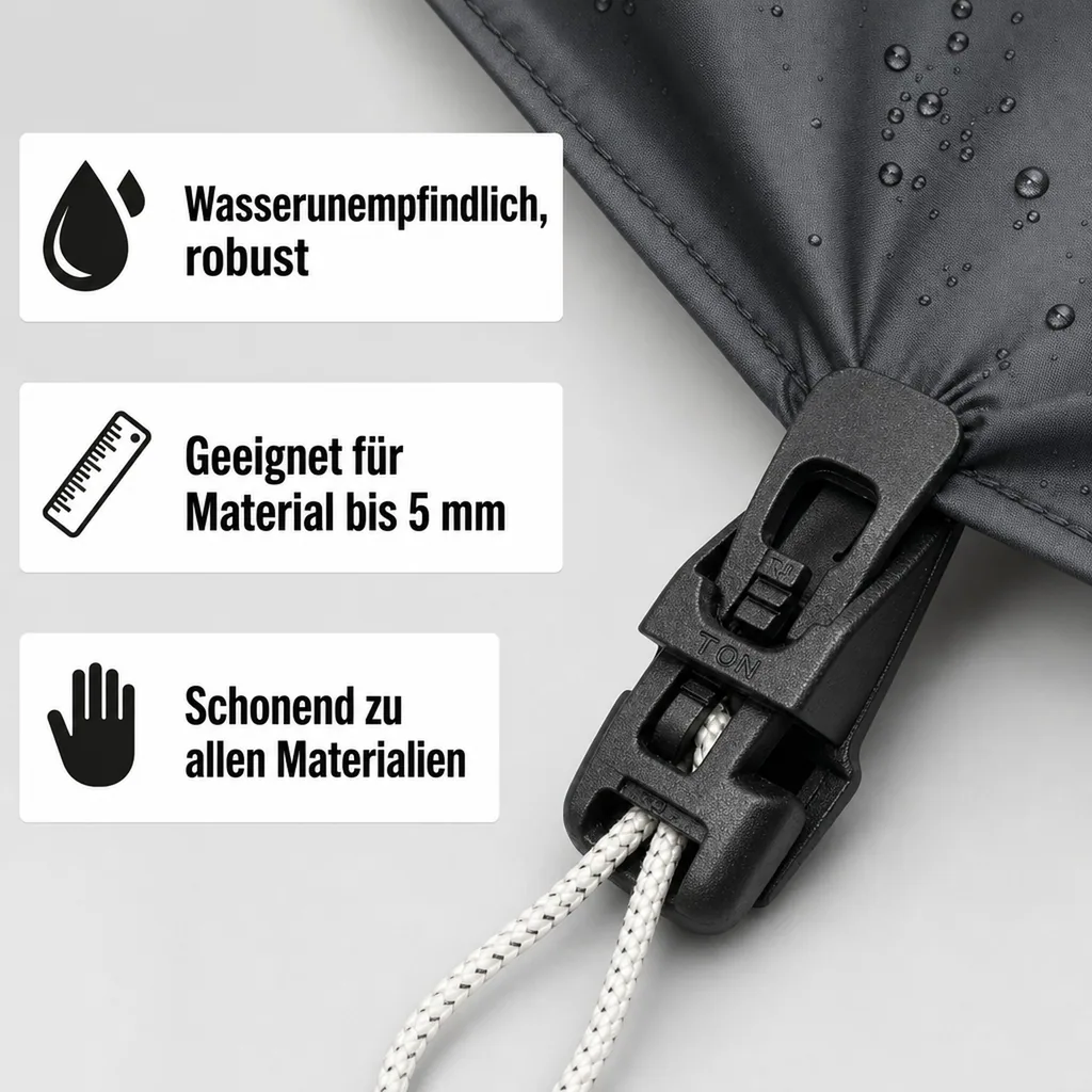 Befestigungsclip, schwarz, für Folien, Planen, Stoffe, wiederverwendbar