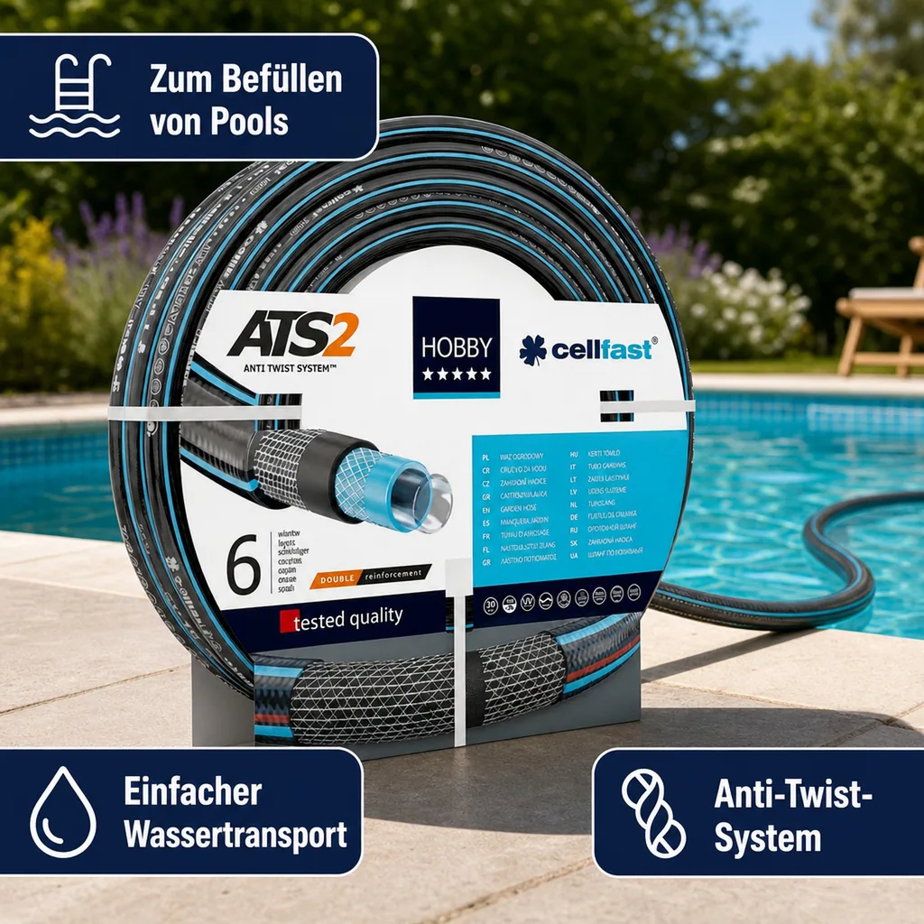 Gartenschlauch 1 Zoll, 25m, lebensmittelecht, flexibel, formstabil