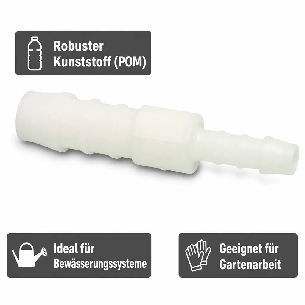 Schlauchverbinder, reduziert 8mm auf 6mm, Kunststoff