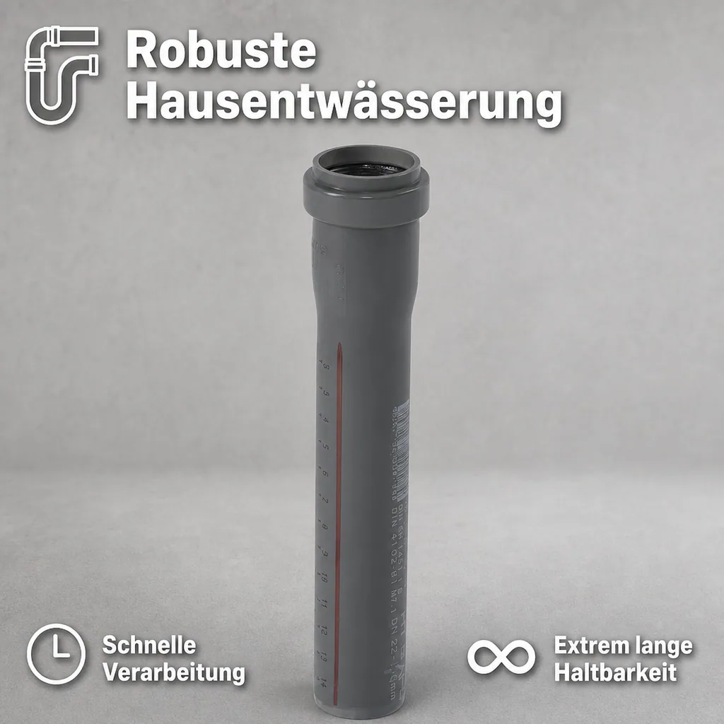 HT Rohr 50 mm, HTsafeEM Rohr, Abwasserrohr, 50 x 150 mm