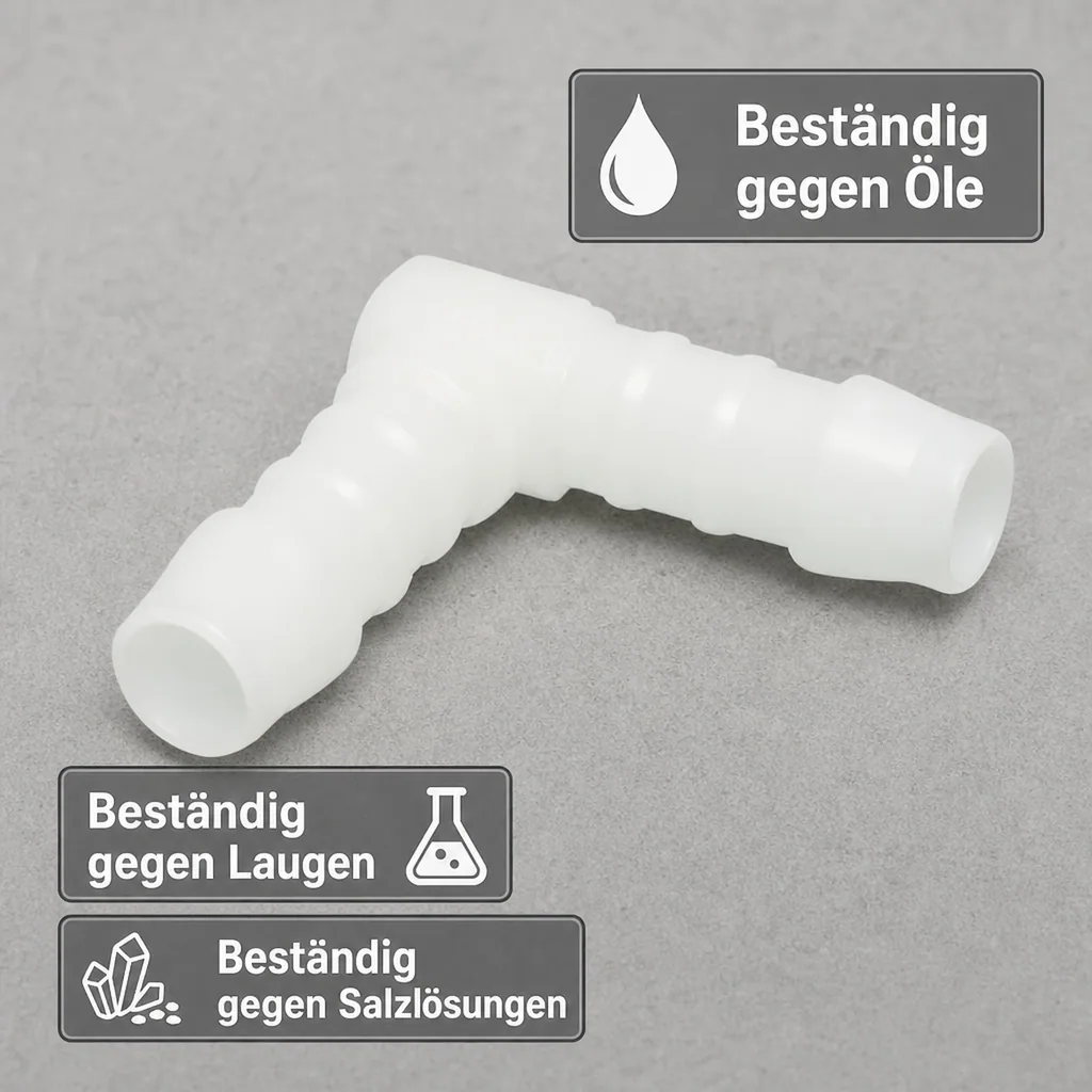 Schlauchverbinder 4mm, Kunststoff Winkel 90°, Winkelverbinder