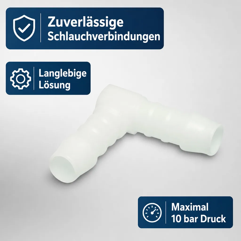 Schlauchverbinder 4mm, Kunststoff Winkel 90°, Winkelverbinder