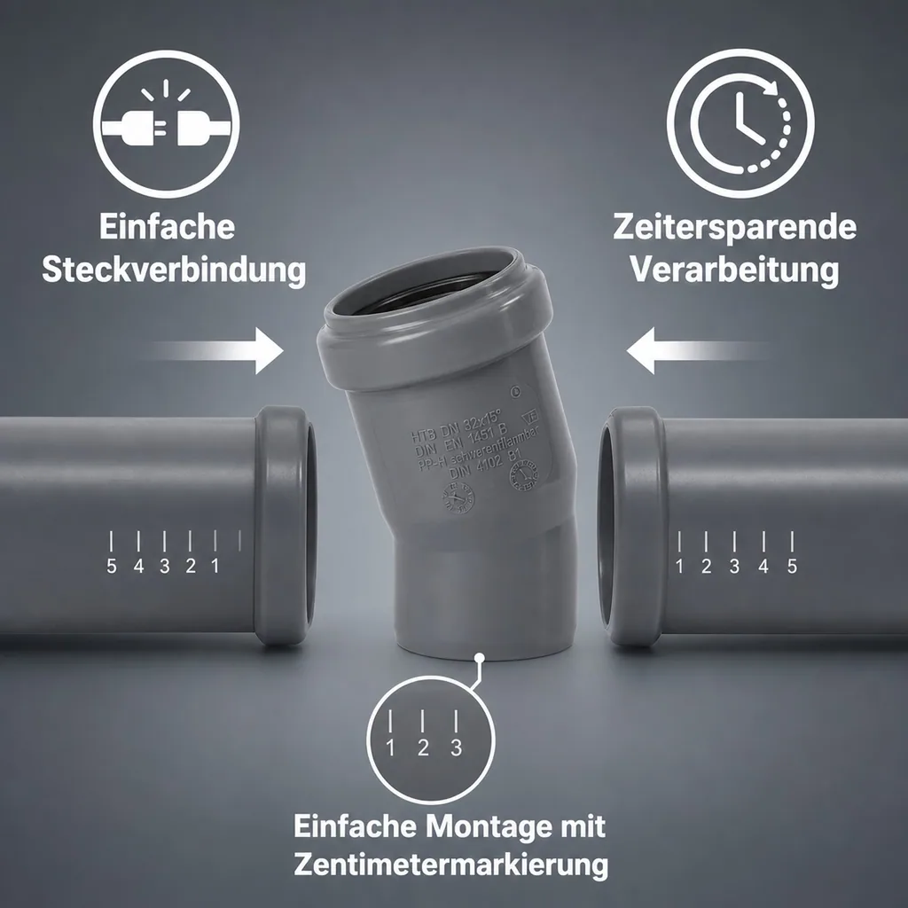 HT Bogen 50, HTsafeB, DN/OD 50, 15 Grad