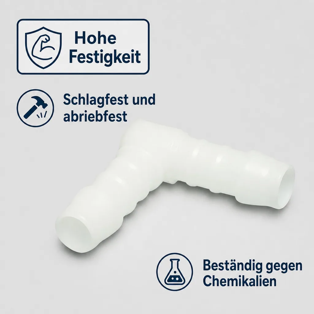 Schlauchverbinder 6mm, Kunststoff Winkel 90°, POM