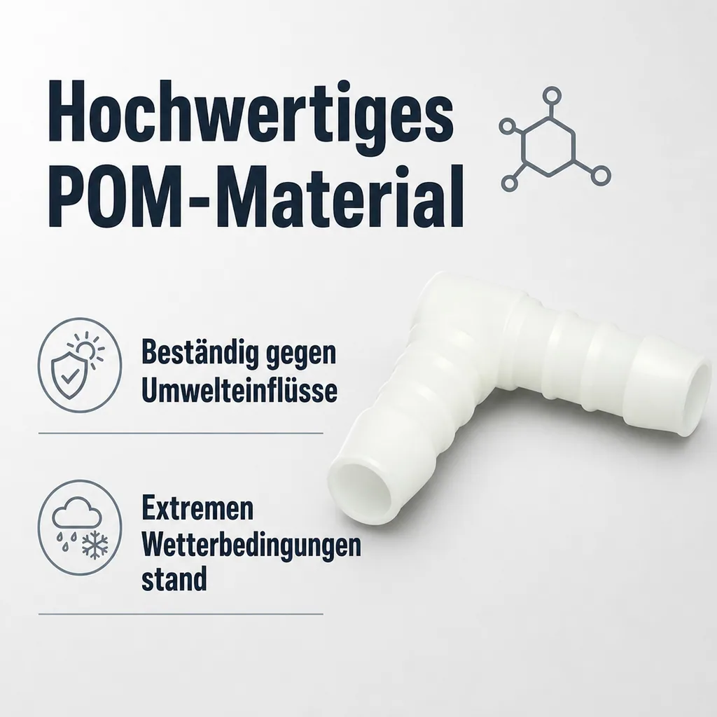 Schlauchverbinder 6mm, Kunststoff Winkel 90°, POM