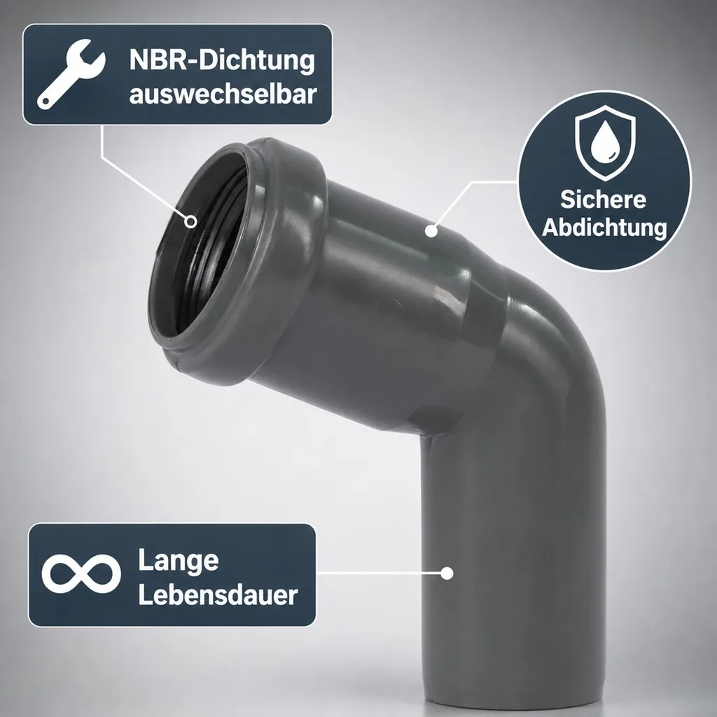 HT Bogen DN 50, 67 Grad, Abwasserrohr, Rohrverbinder