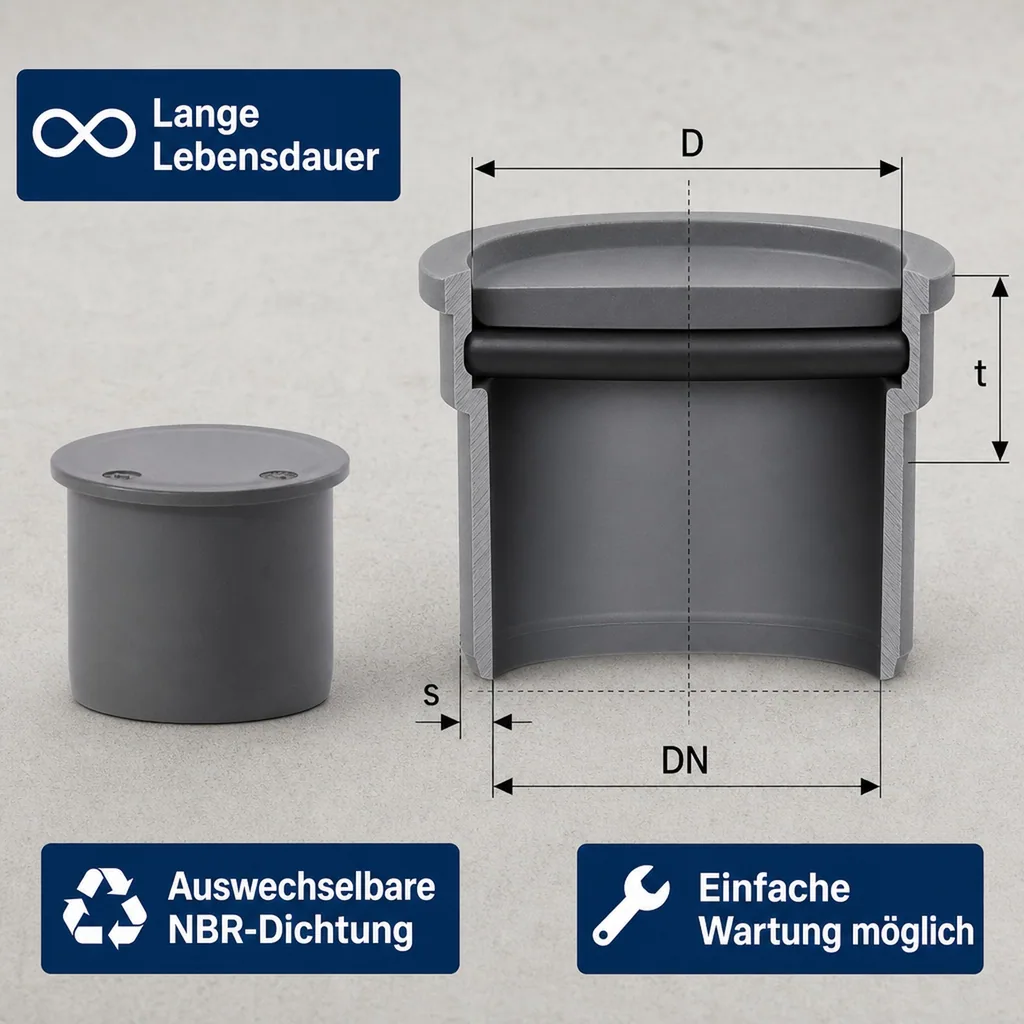 HT Muffenstopfen DN 50, Abwasserrohr, HT Rohrstopfen
