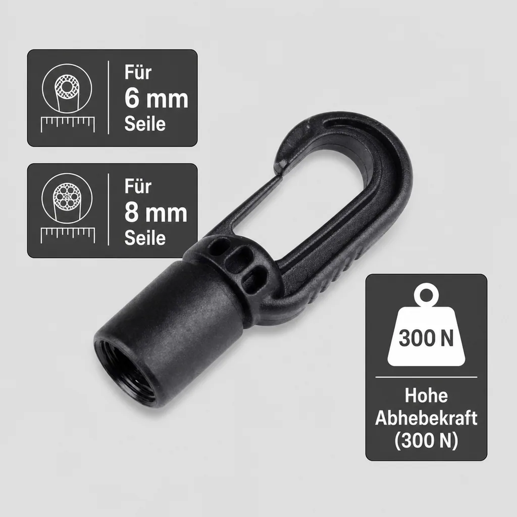 Expanderseil Haken, 10er Set Autolock, Gummiseil 6-8 mm