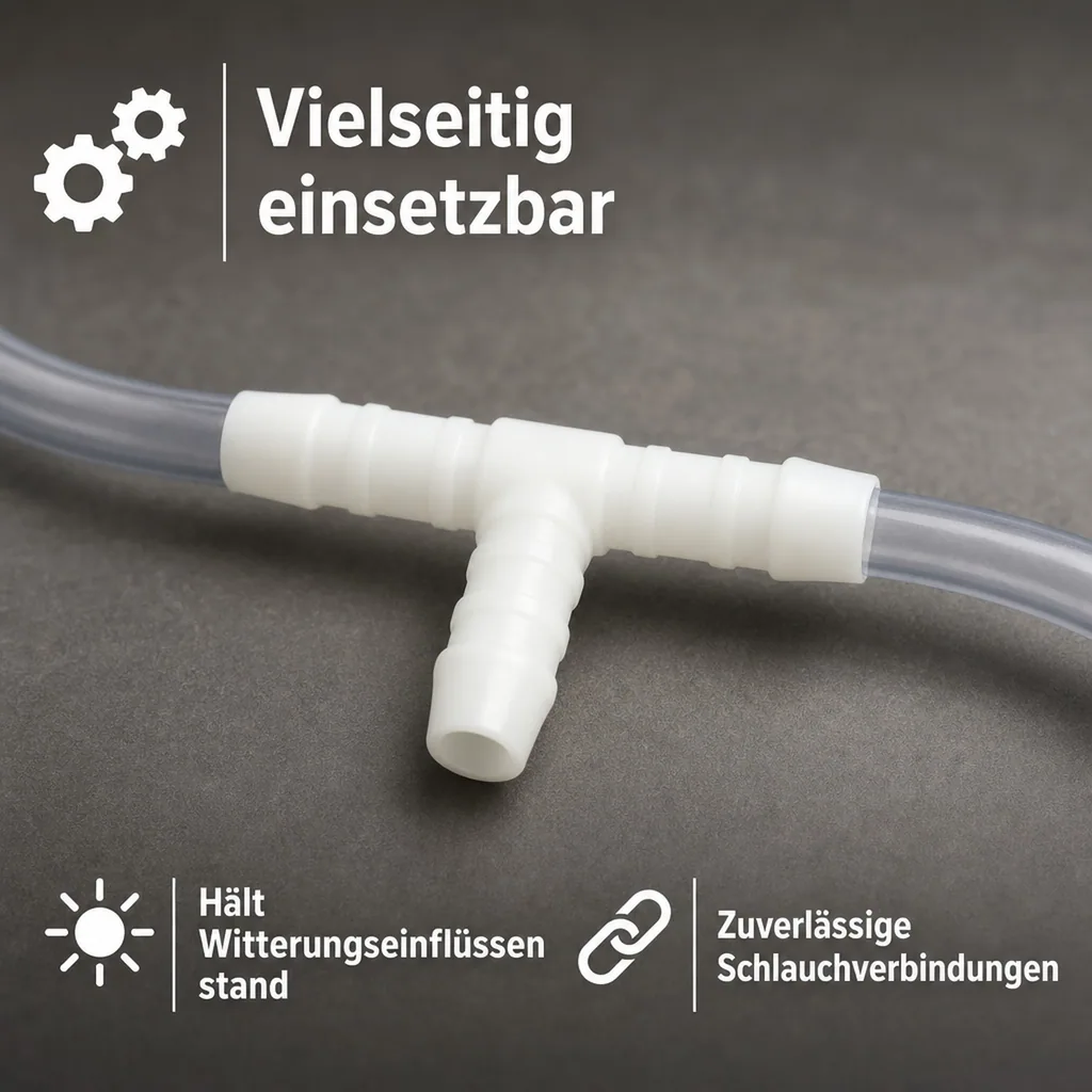 Schlauchverbinder 4mm, T-Stück, Kunststoff, Schlauchkupplung