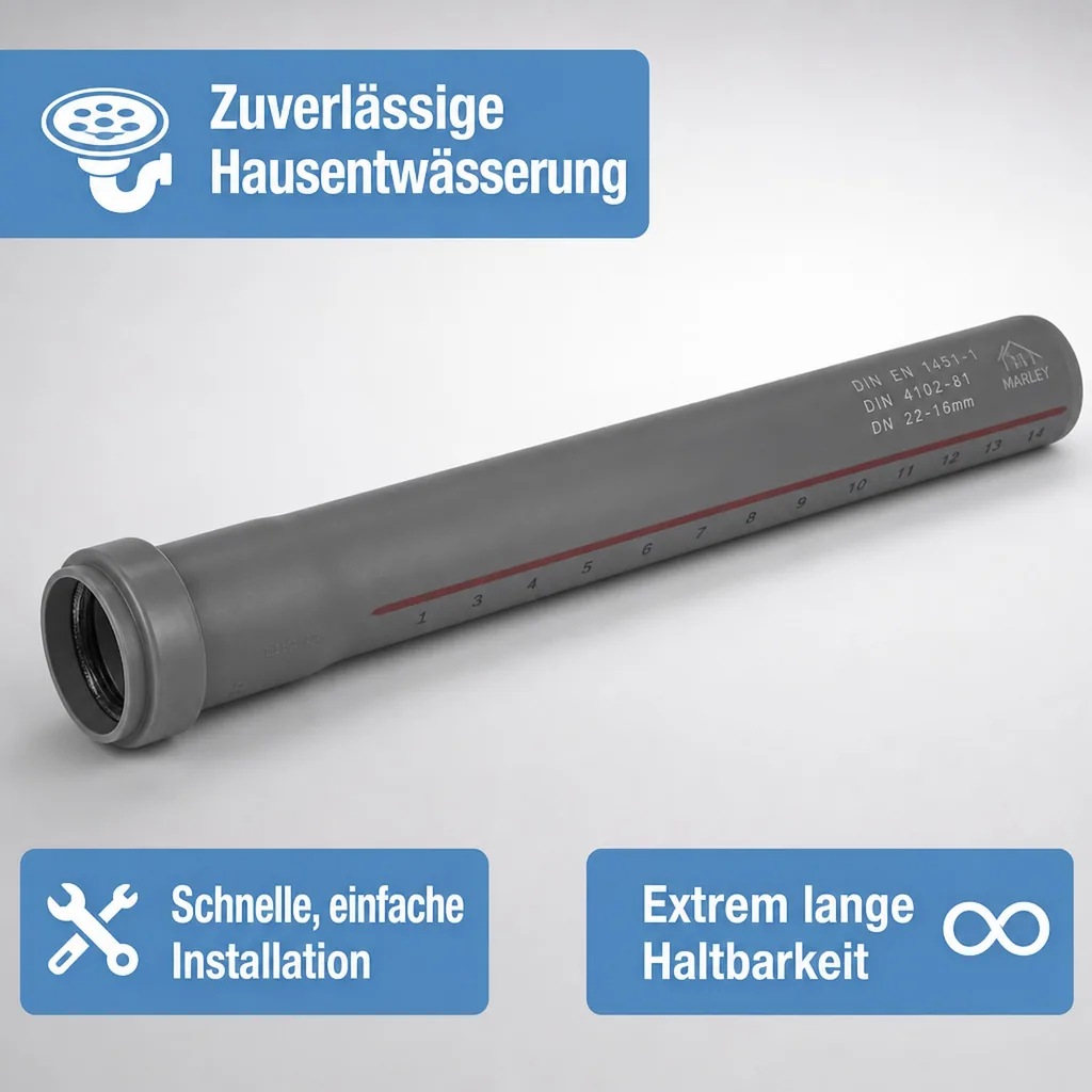 HT Rohr 90mm, Abwasserrohr 90x1000mm, Hausentwässerung
