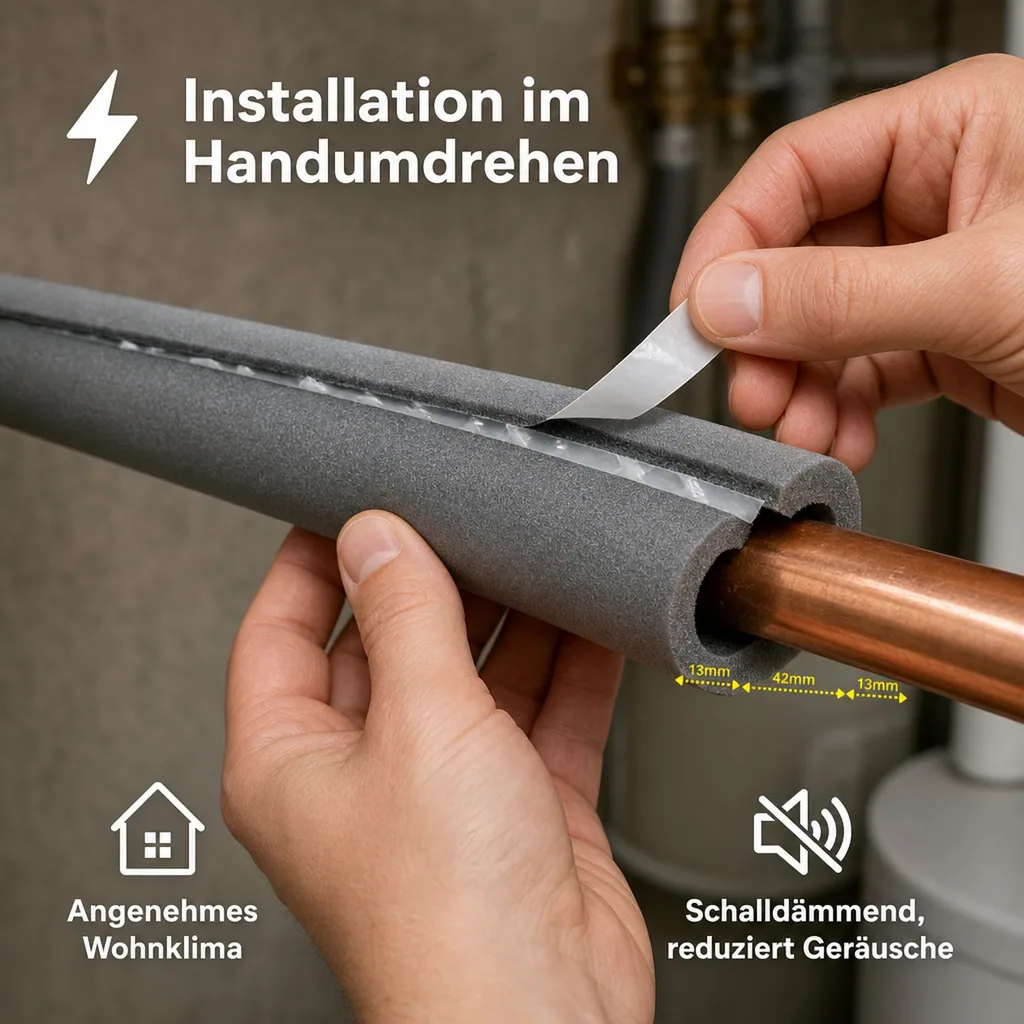 Rohrisolierung, Isolierschlauch, 42mm, 13mm, selbstklebend, 2m