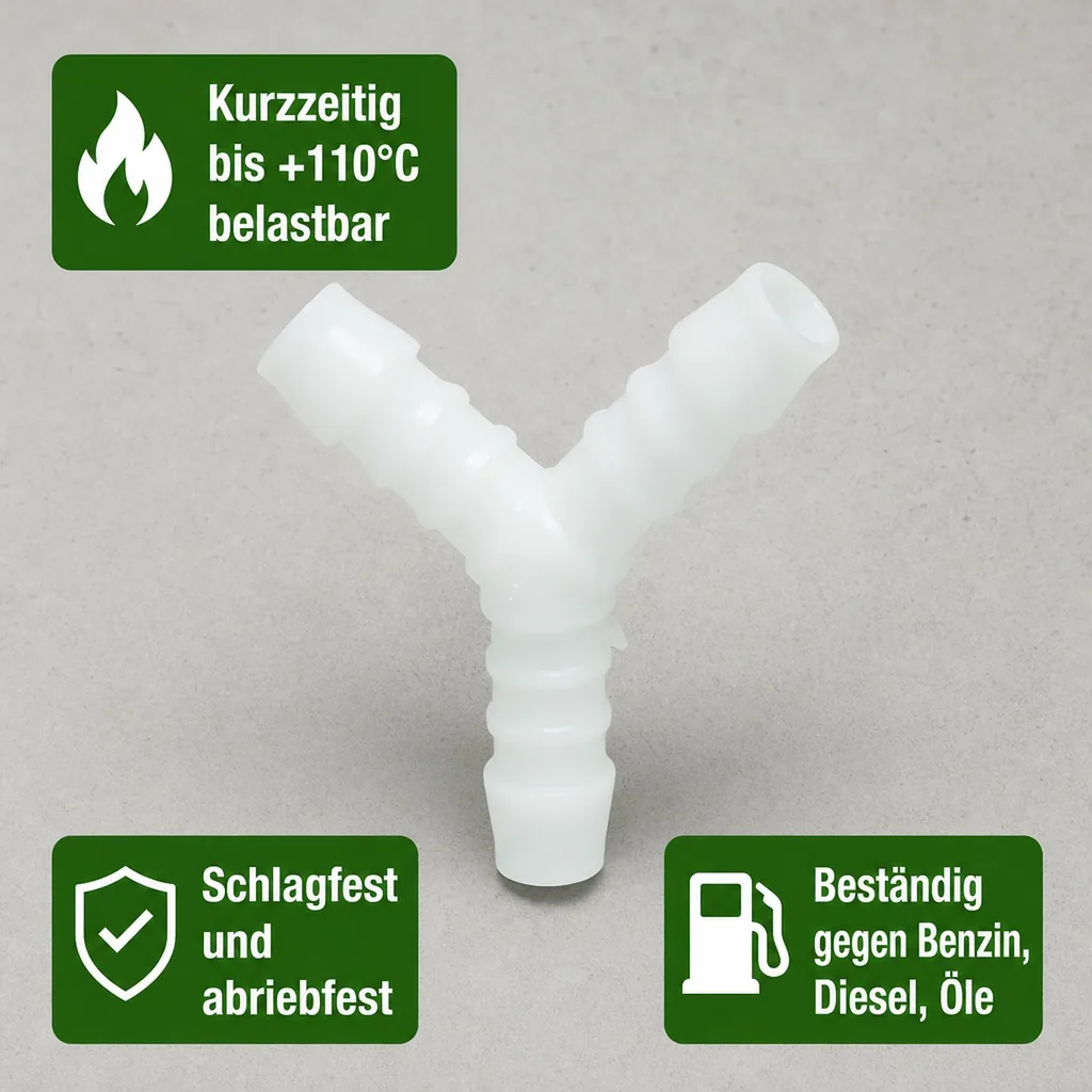 Schlauchverbinder 6mm, Y-Stück, Kunststoff, Schlauchkupplung