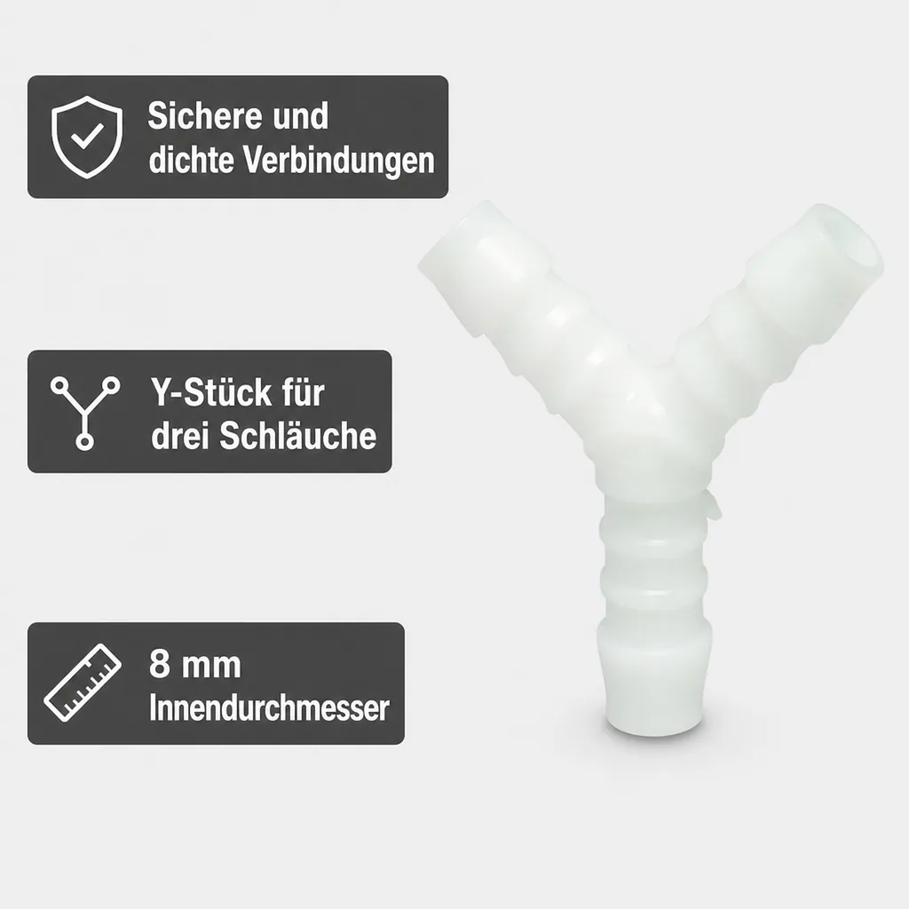 Schlauchverbinder 8mm, Y-Stück Kunststoff, Schlauchverteiler