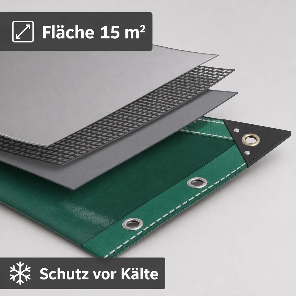 Abdeckplane, Gewebeplane grün, 650 g/m² PVC, 2,5 x 6m (15m²), wasserdicht, reißfest