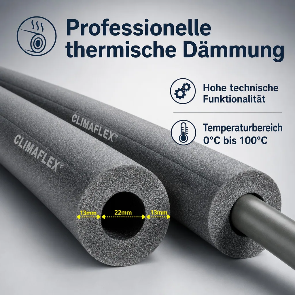 CLIMAFLEX® 2m Isolierschlauch Ø 22 mm x 13 mm Dämmung 50% GEG