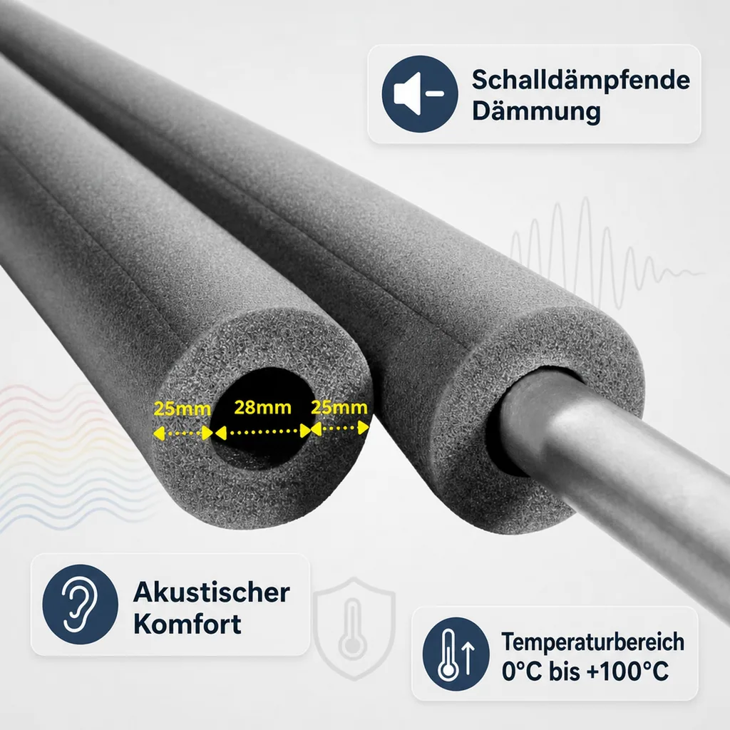 CLIMAFLEX® 2m Isolierschlauch Ø 28 mm x 25 mm Dämmung 100% Fe GEG