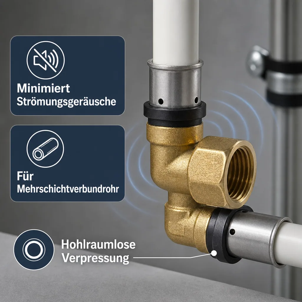 Pressfitting 16, Übergangswinkel, Mehrschichtverbundrohr