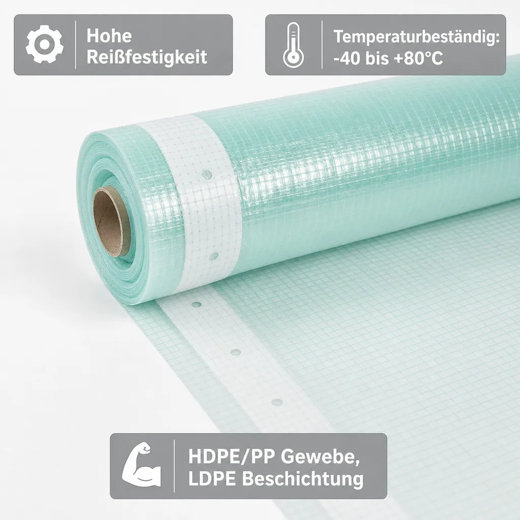 Gitterfolie 1,5 x 50m, Gewächshausfolie, reißfest und wasserdicht