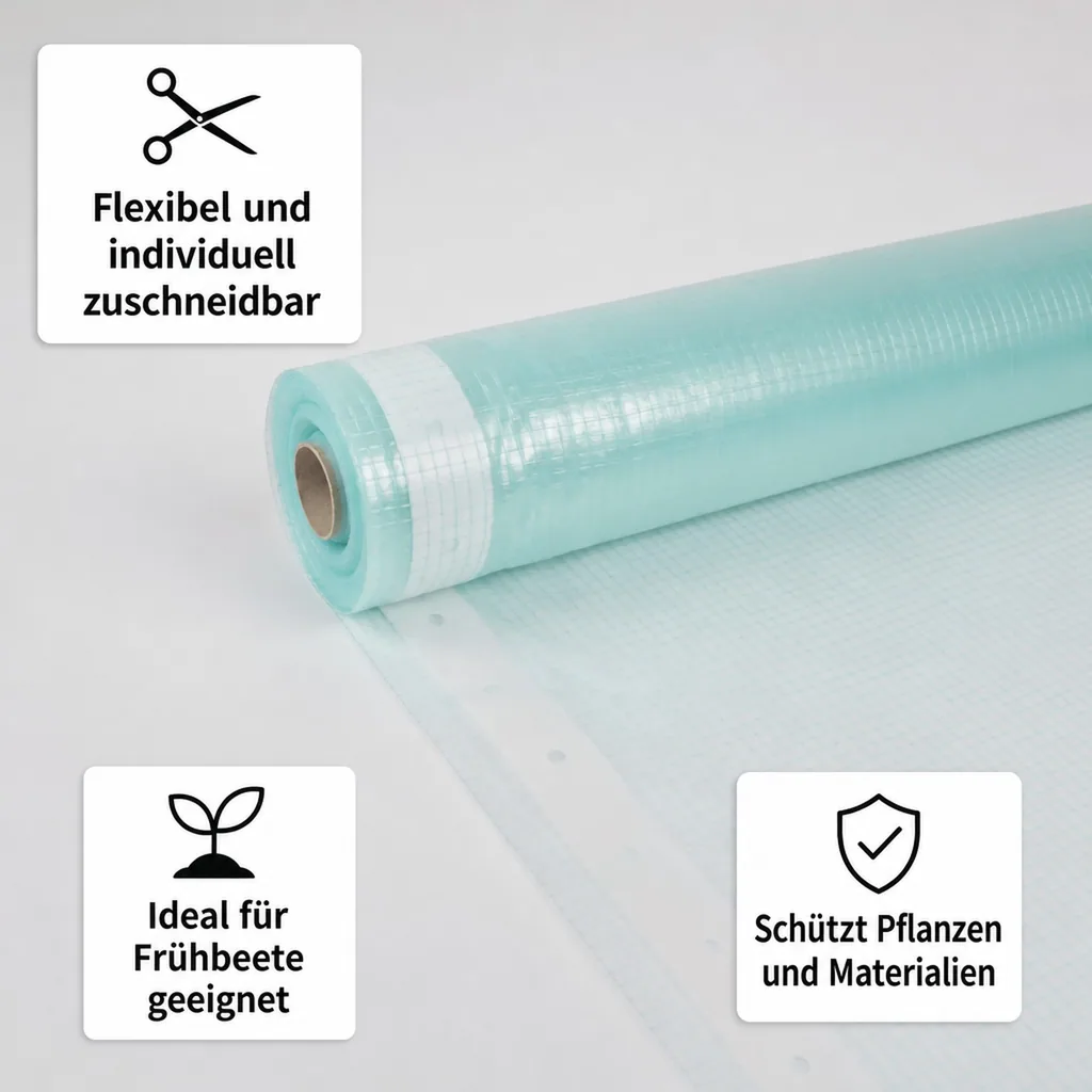 Gitterfolie 1,5 x 50m, Gewächshausfolie, reißfest und wasserdicht