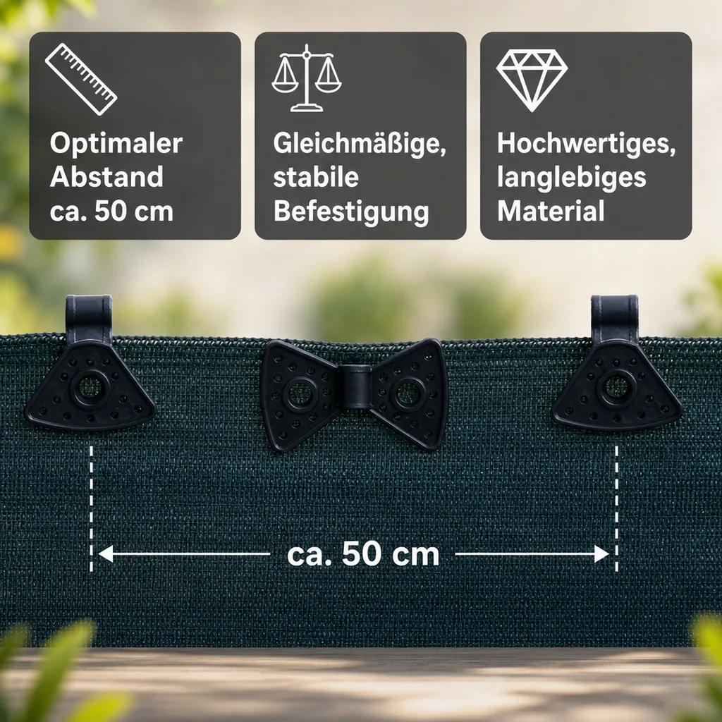 Befestigungsclips Windschutznetz, Windschutznetz Befestigung, Sichtschutz Halterung