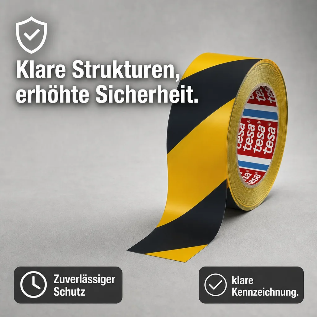 Bodenmarkierungsband schwarz gelb, PVC, 50 mm x 33 m