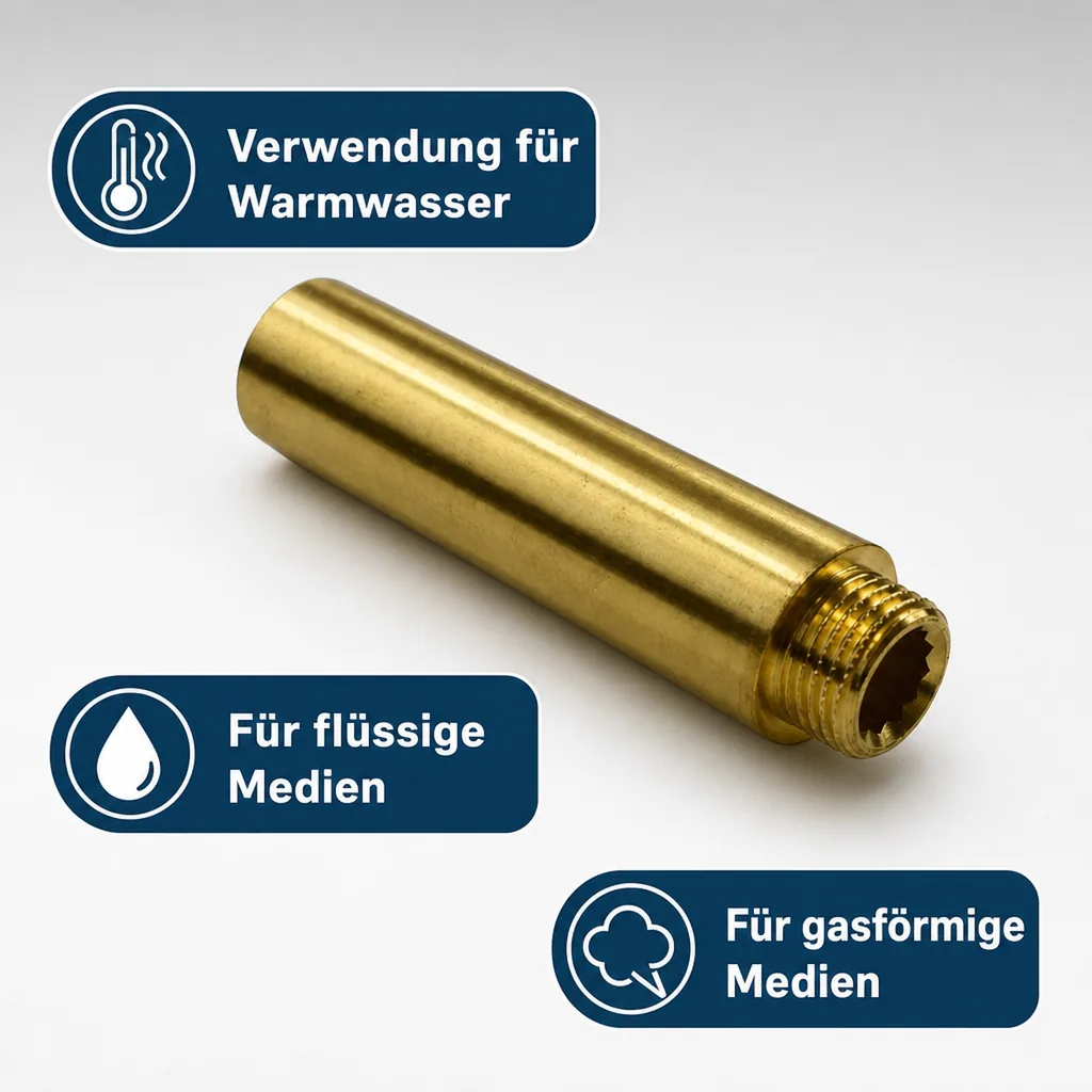 Gewindefitting Messing Hahnverlängerung 1/2" AG x 1/2" IG 100 mm