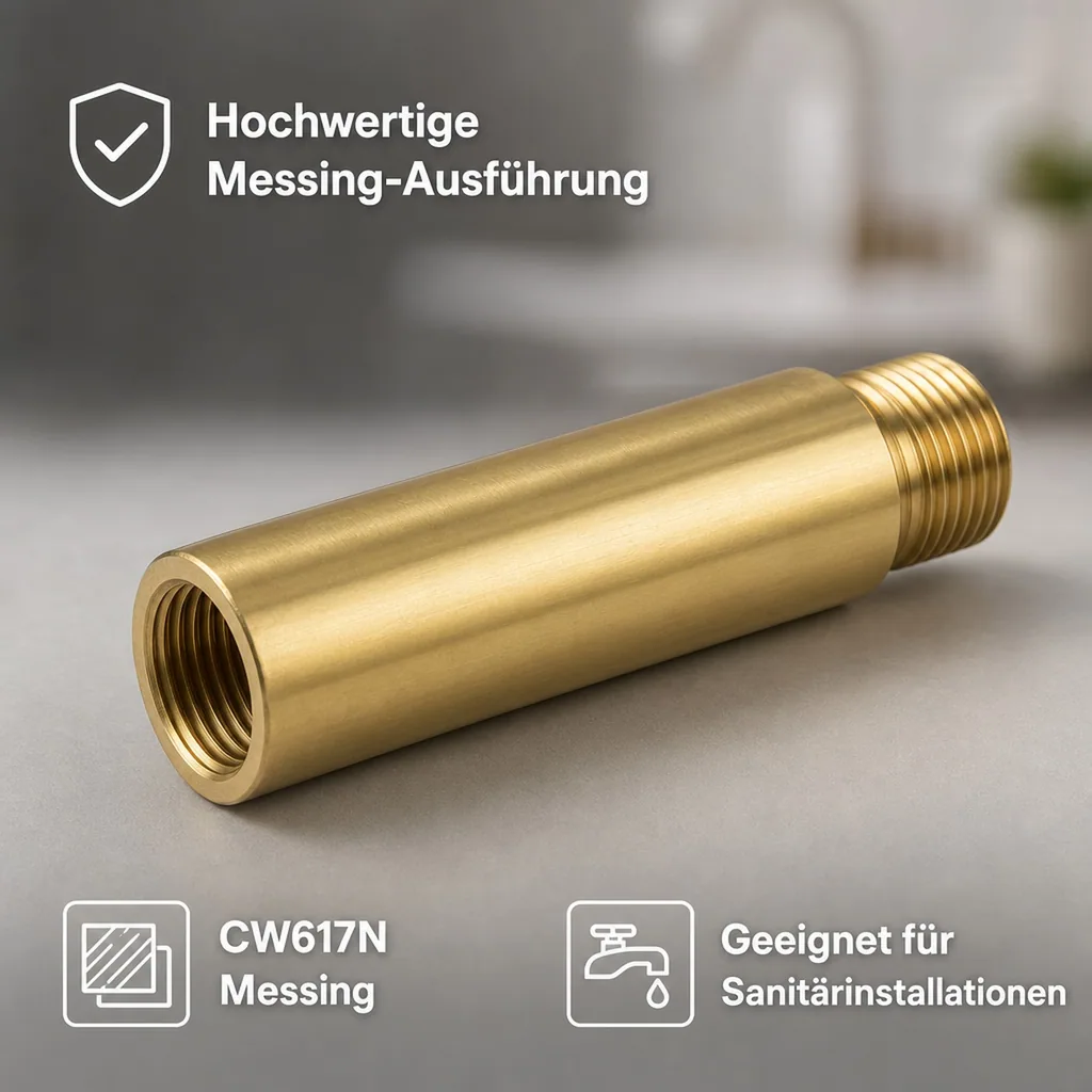 Gewindefitting Messing Hahnverlängerung 1/2" AG x 1/2" IG 100 mm