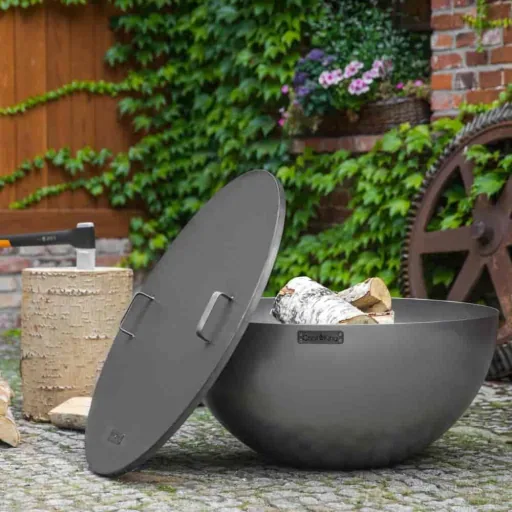 Feuerschale Garten, Premium Stahl Feuerschale tief „DALLAS“ 85 cm