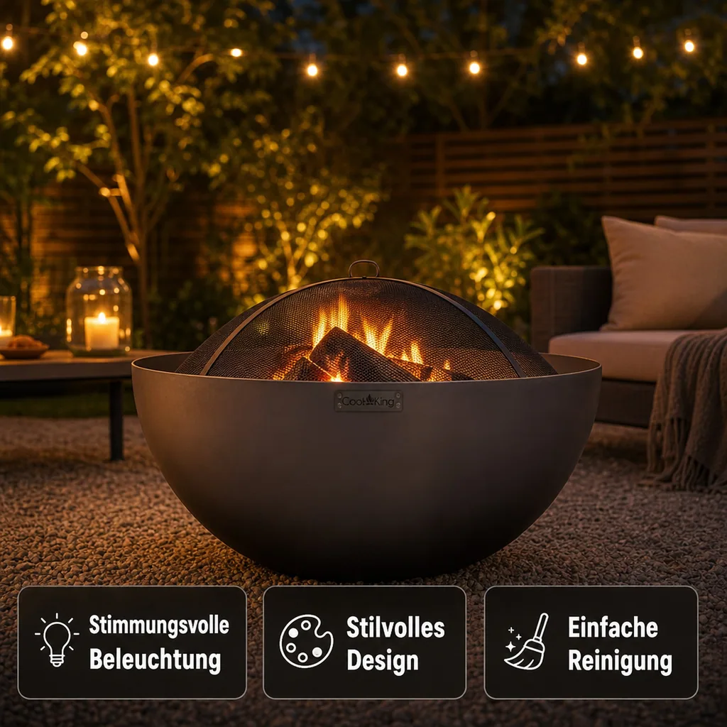 Feuerschale Garten, Premium Stahl Feuerschale tief „DALLAS“ 85 cm