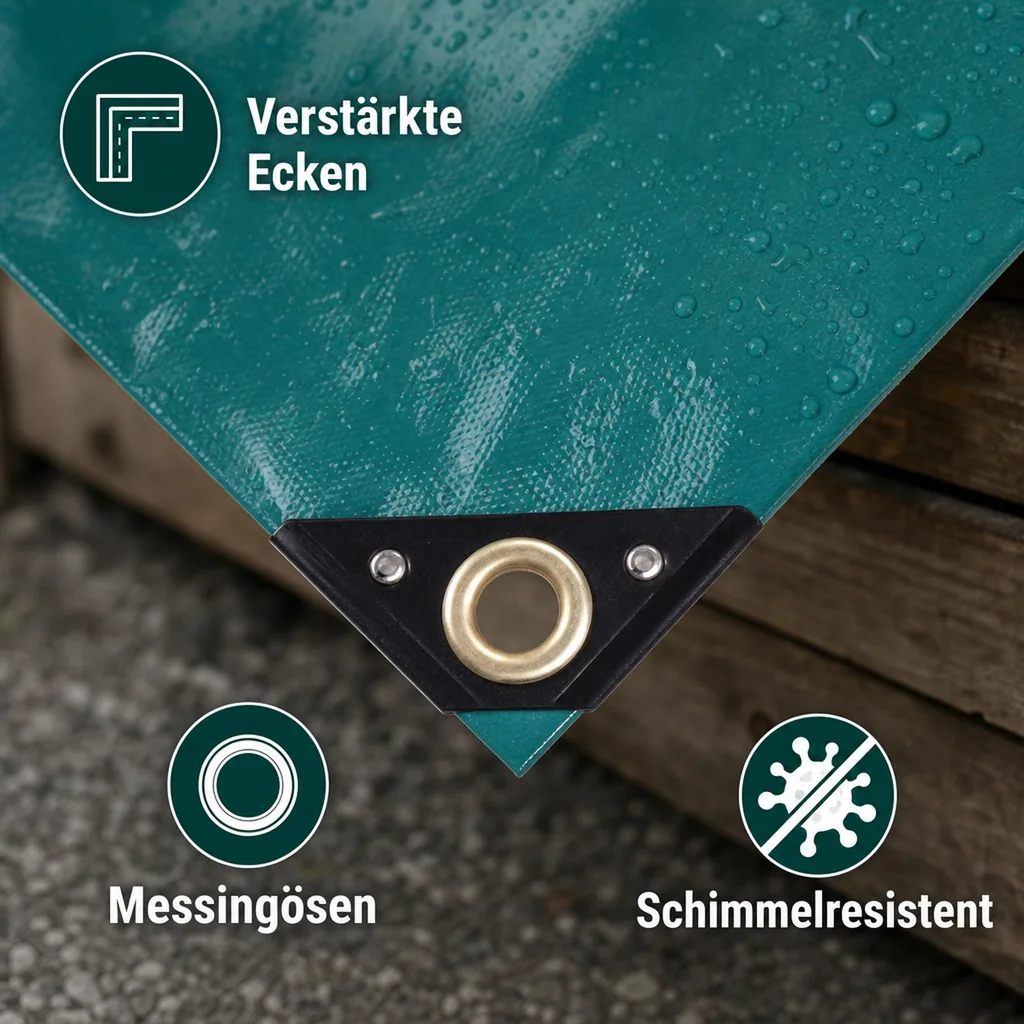 Abdeckplane, PVC Plane 650g/m², 1,5 x 6m (9m²), grün, wasserdicht, reißfest
