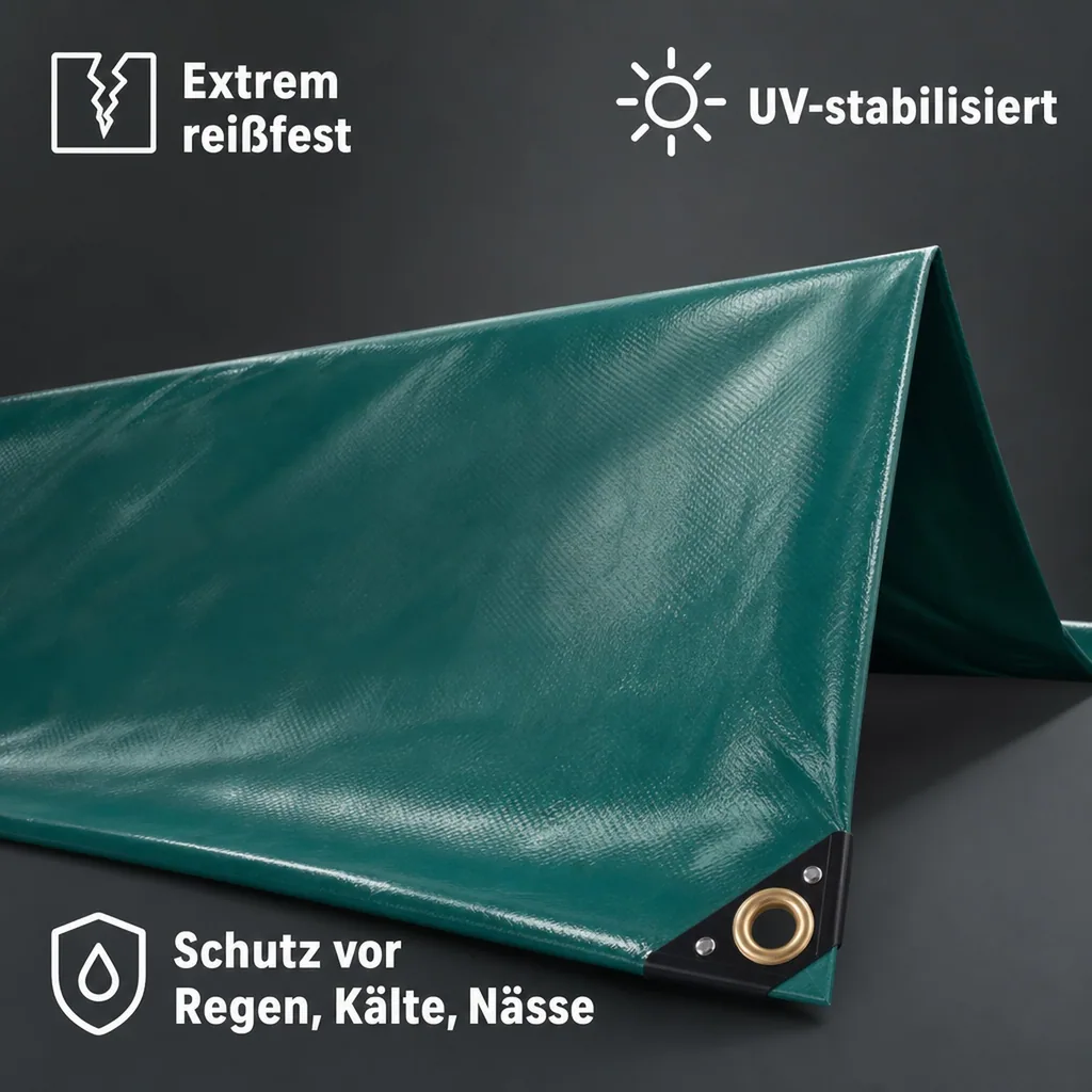 Abdeckplane, Gewebeplane, grün 650g/m² PVC, 2,5 x 4,5m (11,25m²), wasserdicht, reissfest