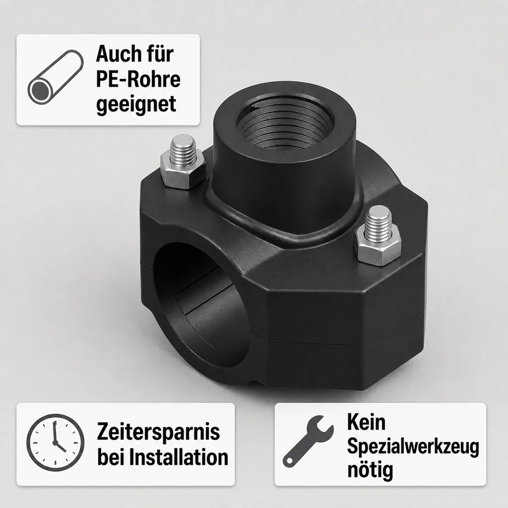 Anbohrschelle 32mm, PP, Wasserleitung Abzweig