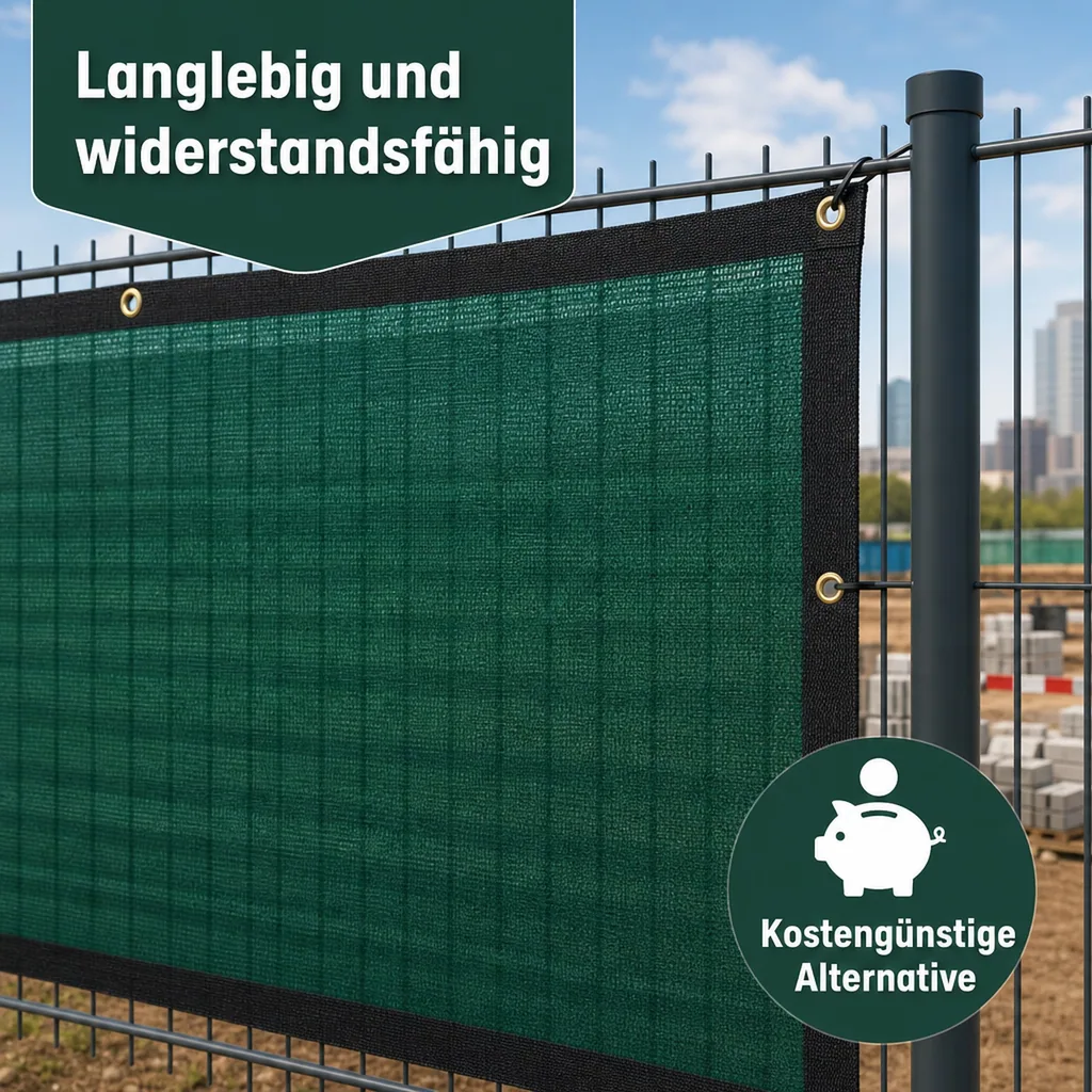 Bauzaunplane 1,76m x 3,41m weiß blickdicht Sichtschutz Bauzaun