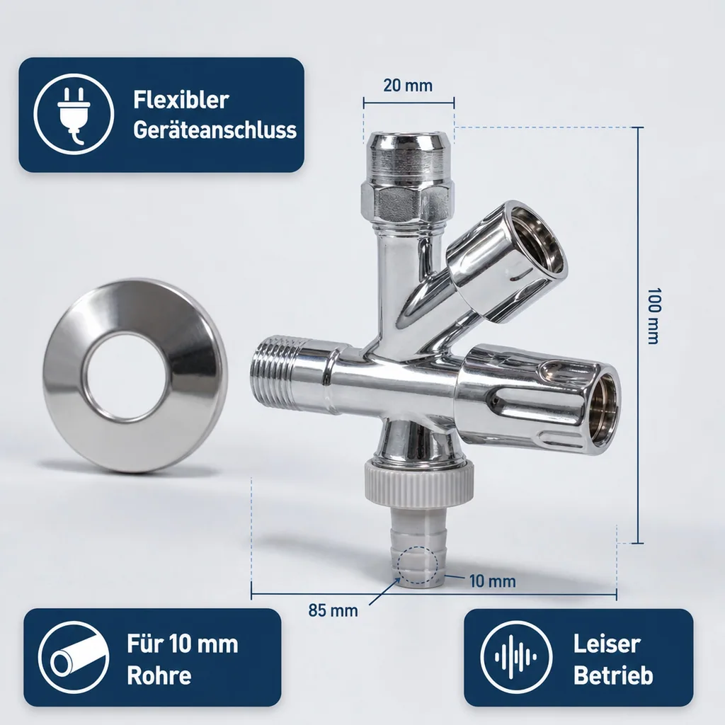 Kombi Eckventil, Comfortgriff, 1/2 Zoll, mit Geräteanschluss