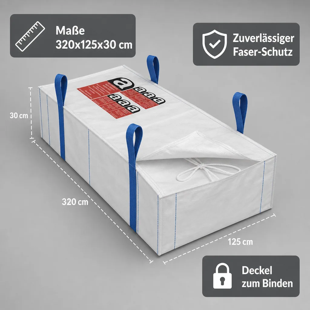 Asbest Platten Big Bag, 320x125x30cm, 1500kg Tragkraft, Asbestentsorgung