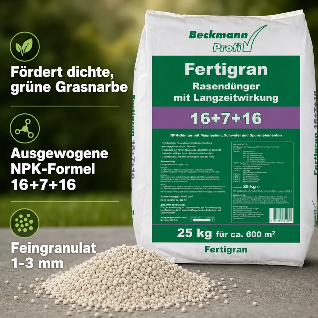 Rasendünger Langzeitwirkung 25kg, Mineralisch, NPK Dünger Rasen