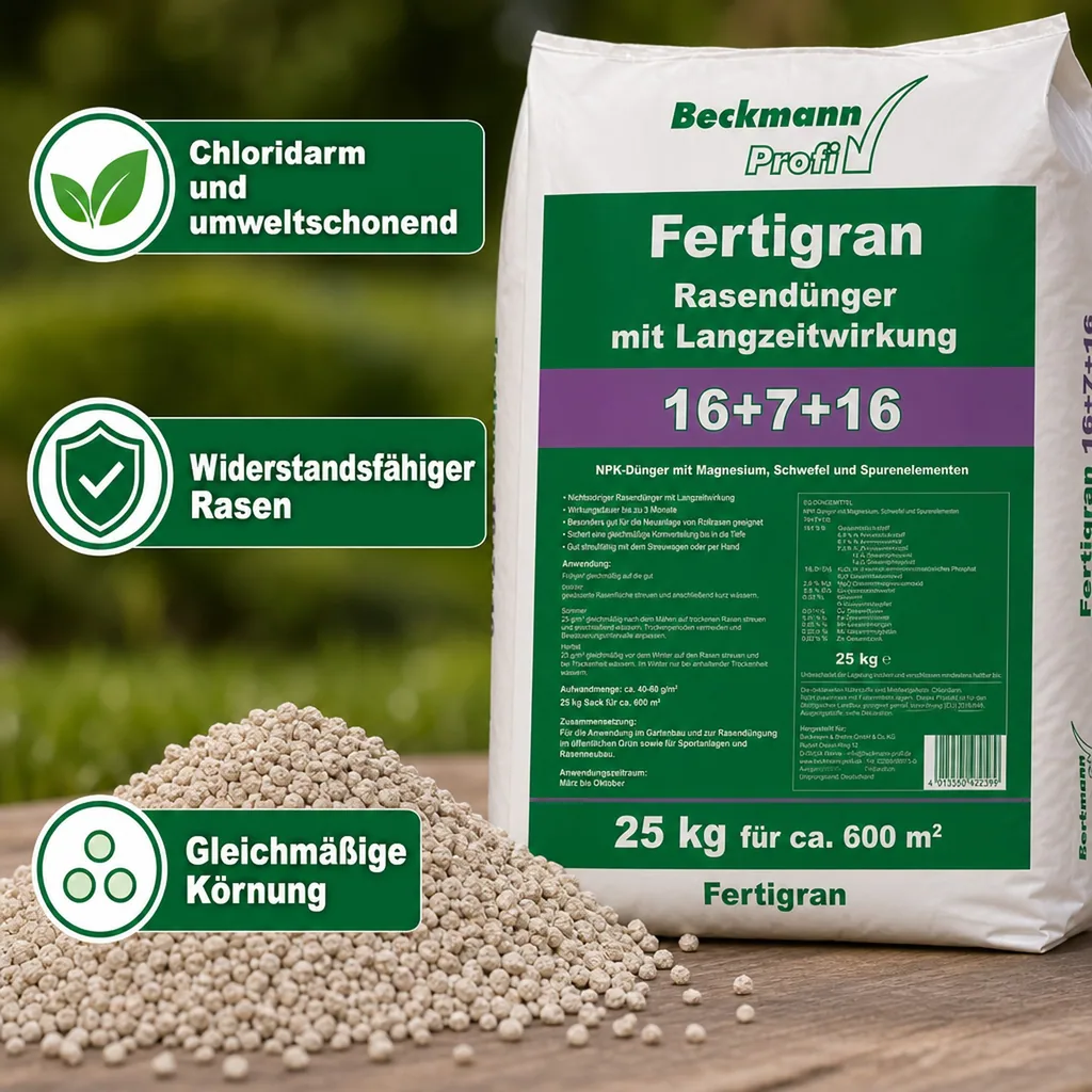 Rasendünger Langzeitwirkung 25kg, Mineralisch, NPK Dünger Rasen