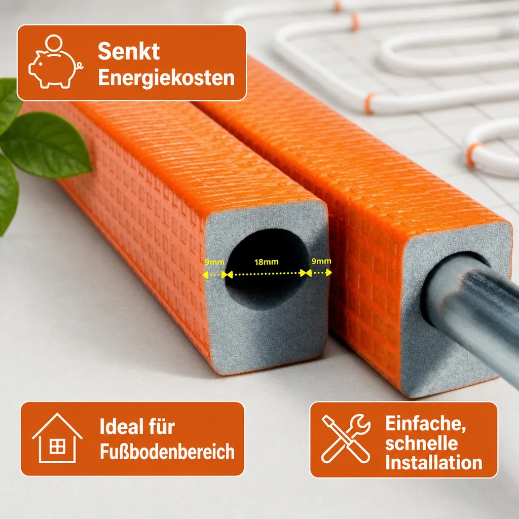 Rohrisolierung, Heizungsrohr Isolierung 18mm, 2m, 9mm Dämmung