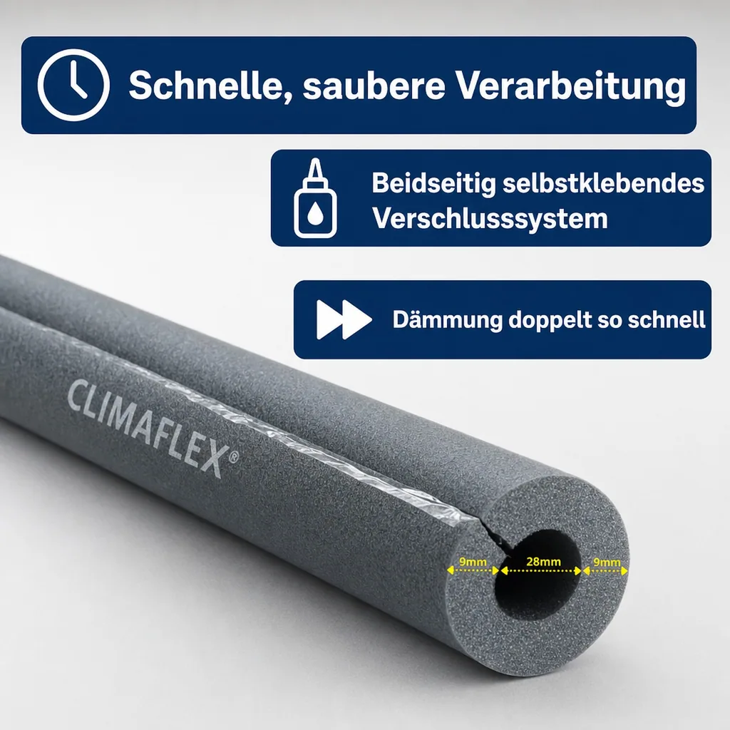CLIMAFLEX® XT 2m Isolierschlauch Ø 28 mm x 9 mm Dämmung selbstklebend