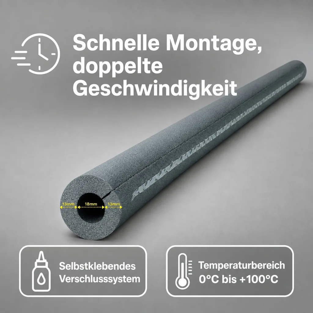 CLIMAFLEX® XT 2m Isolierschlauch Ø 18 mm x 13 mm Dämmung selbstklebend 50% GEG