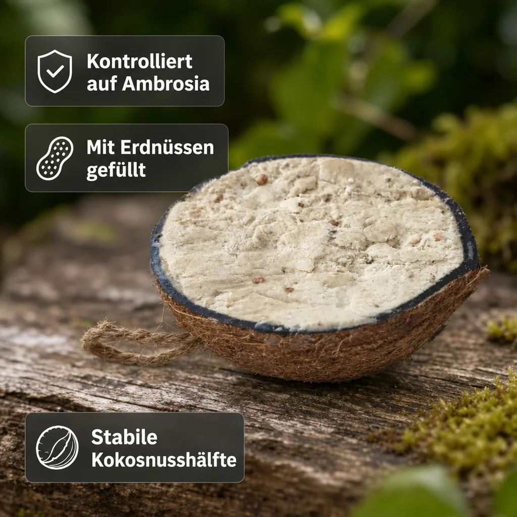 Wildvogelfutter Kokosnuss Erdnuss 1/2