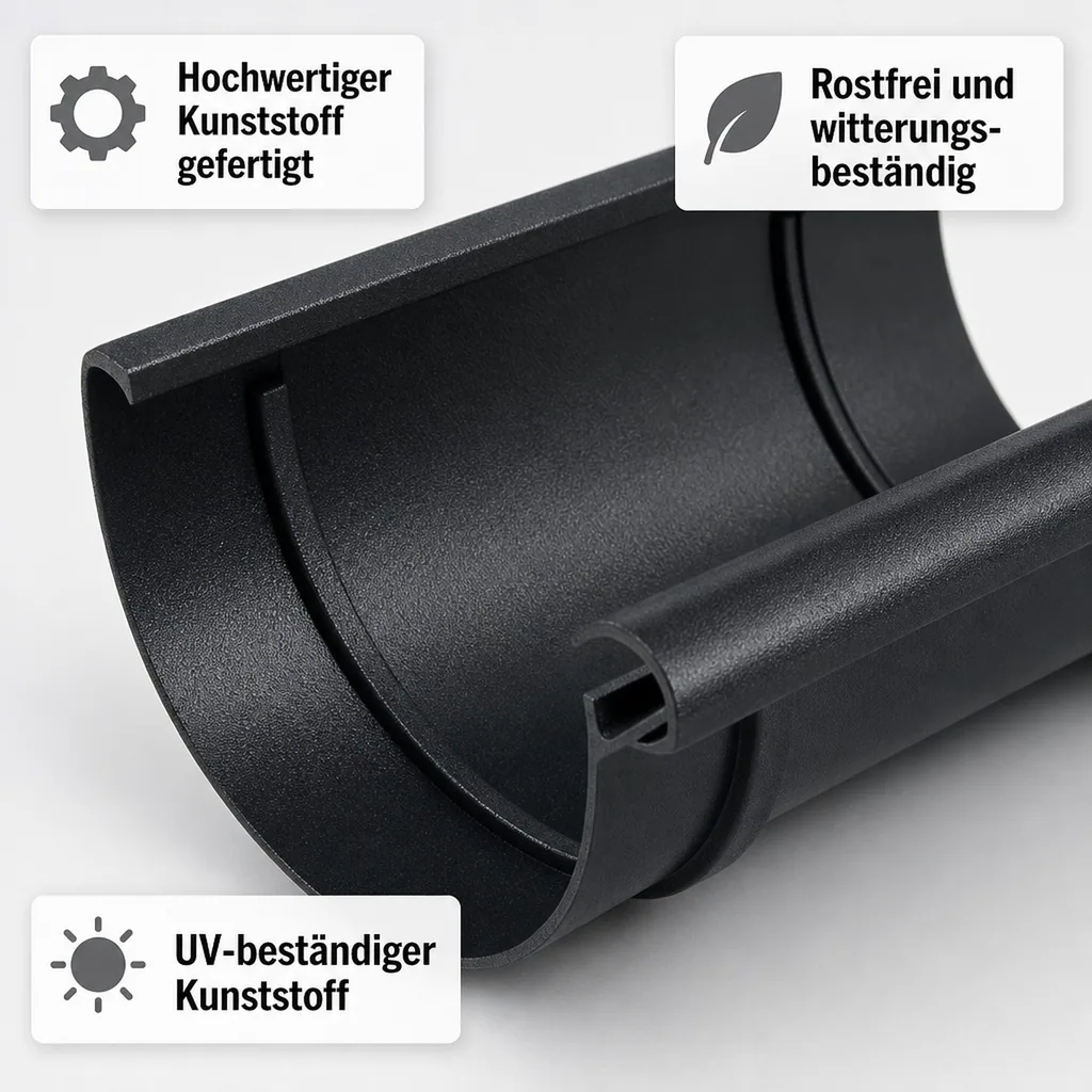 Regenrinne braun, Rinnenverbinder, Dachrinne, System 125, Kunststoff Regenrinne