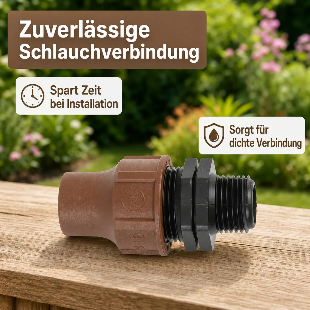 Tropfschlauch Verbinder 16mm, 1/2 Zoll Kupplung, Bewässerung