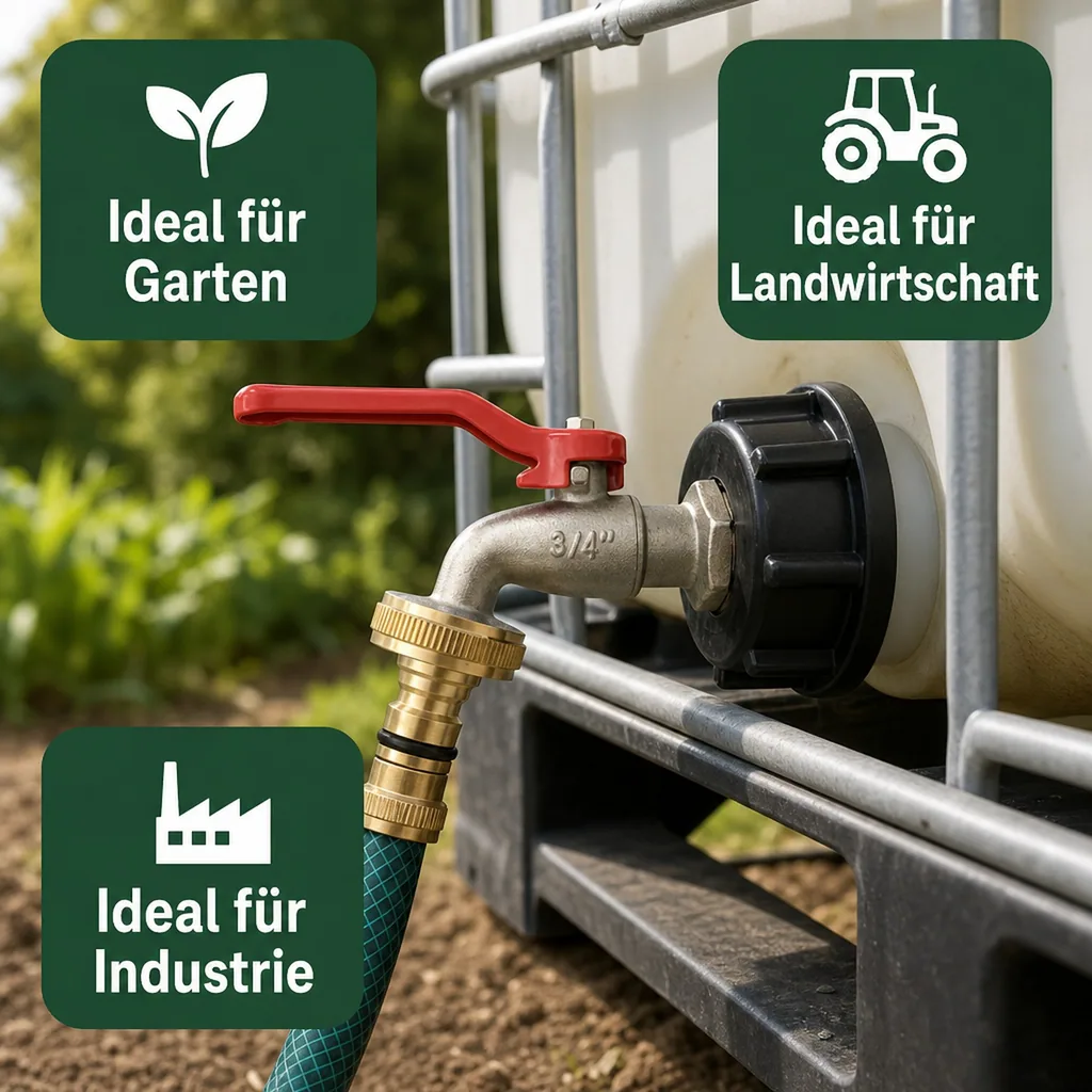 IBC Adapter, Container S60, 3/4 Zoll, Wasserhahn, Steckkupplung, Auslaufhahn