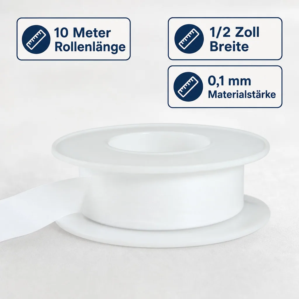 Teflonband 1/2"  x 10m PTFE 0,1 mm stark