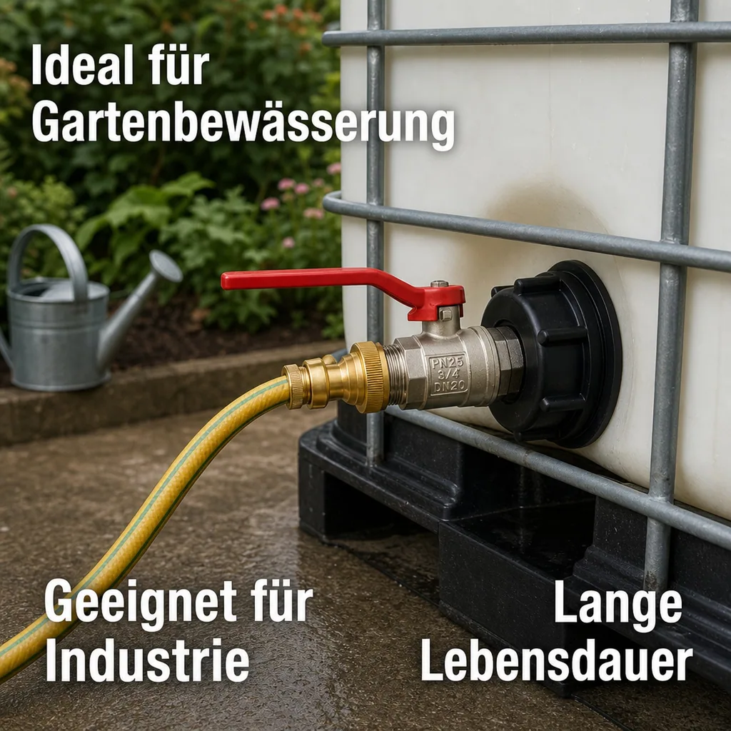 IBC Adapter S60, IBC Container Adapter, Kugelhahn, 3/4 Zoll, Steckkupplung
